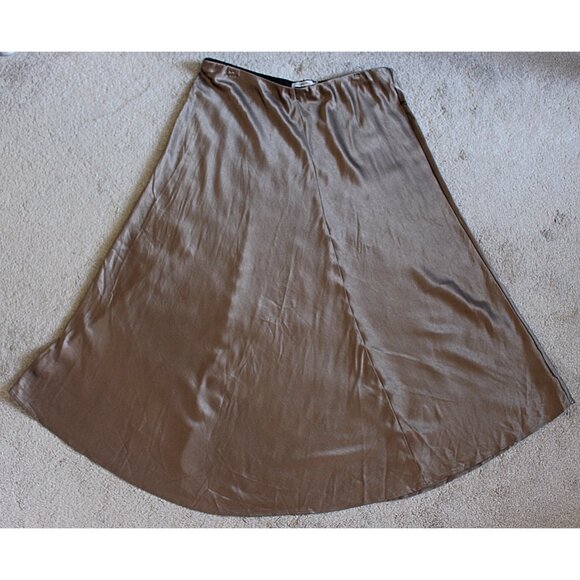 Johnny Was - Crinkle Satin Asymmetric Maxi Skirt in Smoldering Grey, size Medium - Picture 2 of 12